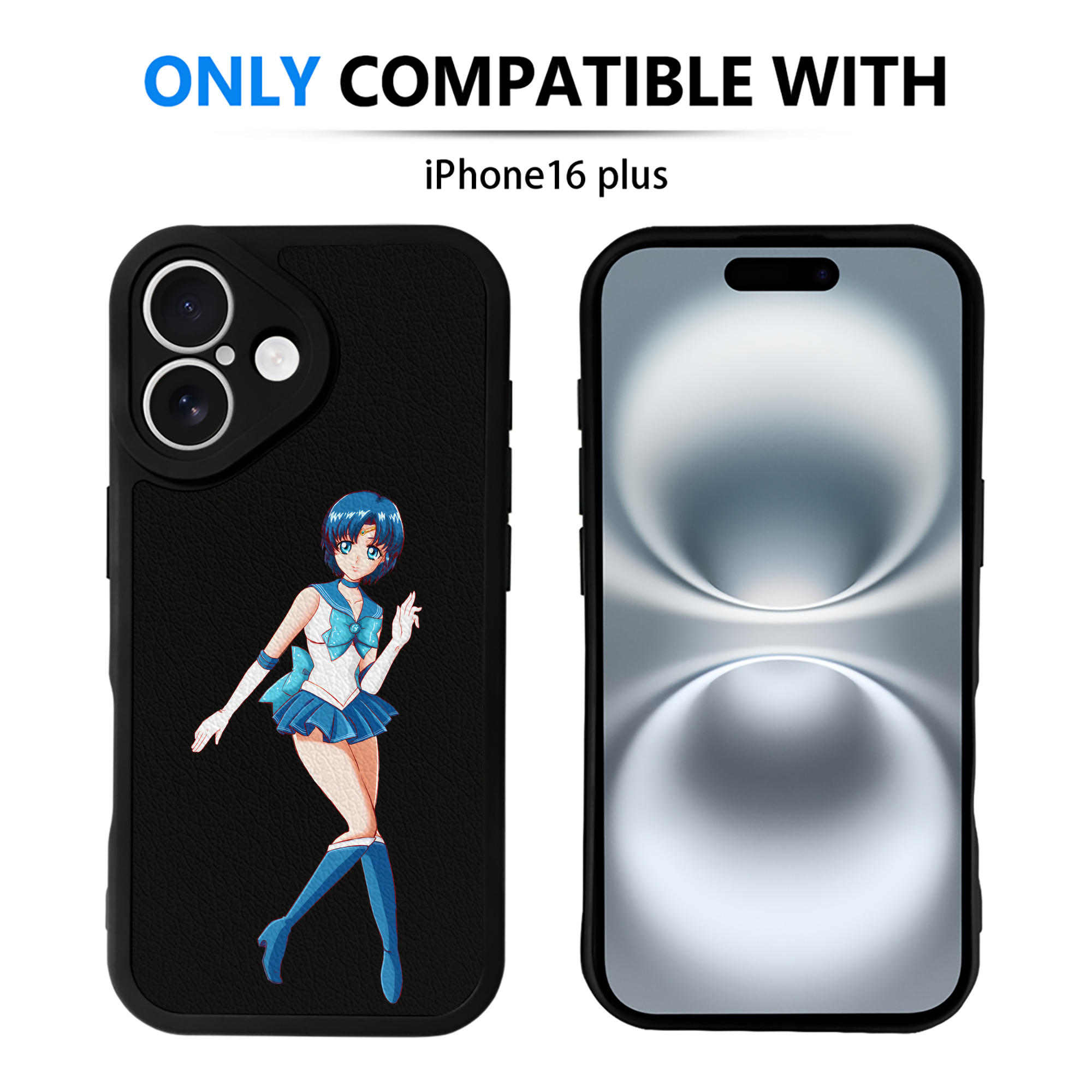 （画像用） 美少女戦士セーラームーン 水野 亜美 みずの あみ Sailor Moon Mizuno Ami 【iPhone 16シリーズ対応】シリコンスマホケース（レザー調） 材質：シリコン
